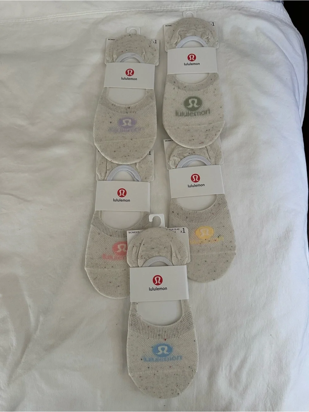 lululemon athletica No-Show Socks - Light Heather with Color Accents 5 pairs